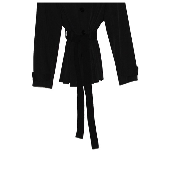 Cynthia Rowley Women's Black Belted Short Trench Jacket Coat Poly Cotton  Size L - Picture 3 of 7